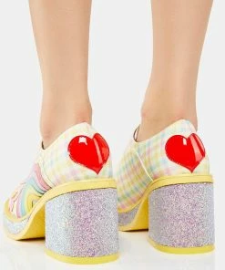 Cheap π Irregular Choice Flats Yellow Rainbows And Love Platform Oxfords 𧨠8 Irregular Choice Flats Yellow Rainbows And Love Platform Oxfords
