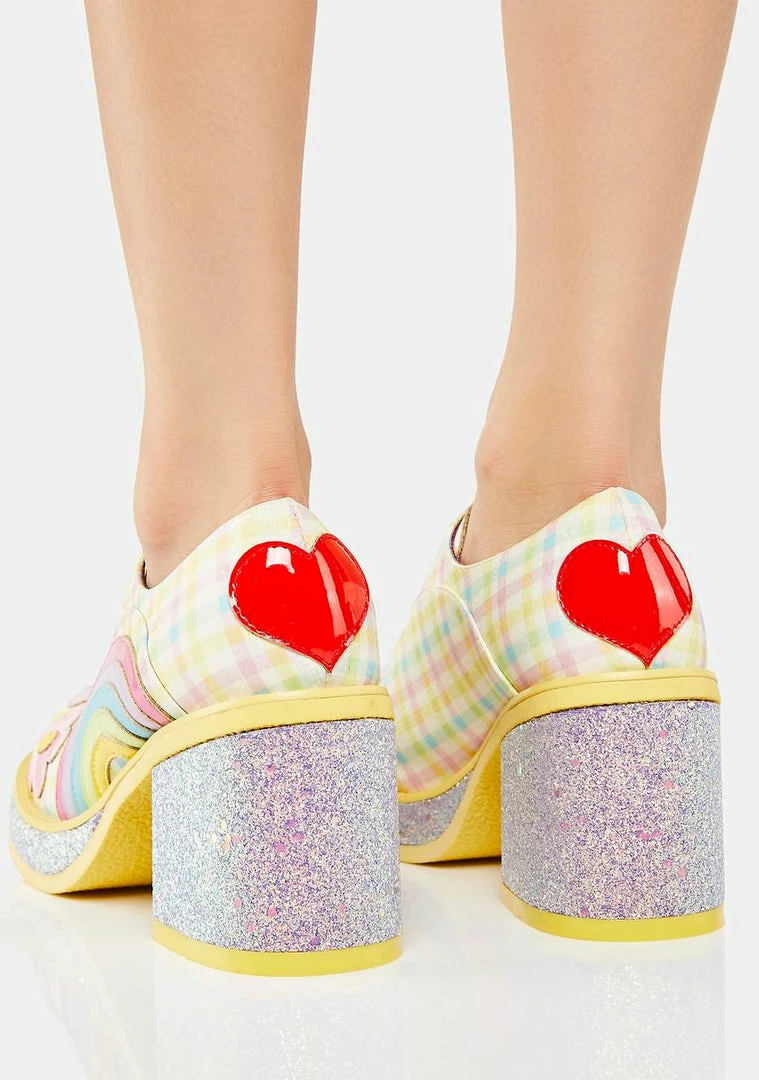 Cheap π Irregular Choice Flats Yellow Rainbows And Love Platform Oxfords 𧨠4 Irregular Choice Flats Yellow Rainbows And Love Platform Oxfords