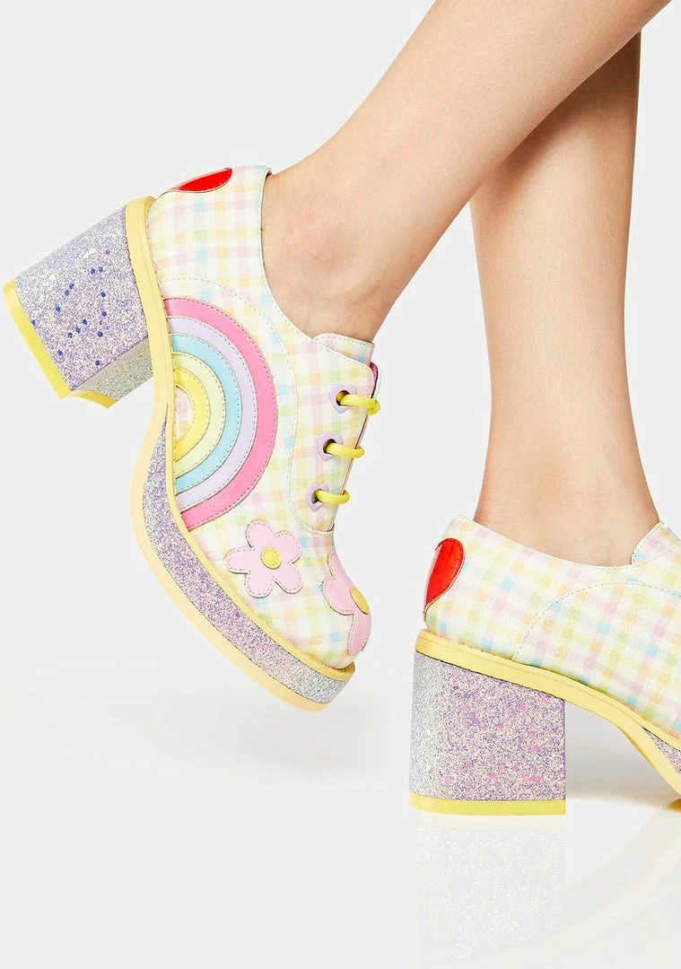 Cheap π Irregular Choice Flats Yellow Rainbows And Love Platform Oxfords 𧨠5 Irregular Choice Flats Yellow Rainbows And Love Platform Oxfords