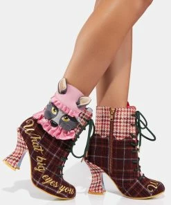 Irregular Choice Little Red Lace Up Boots