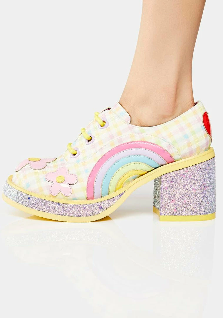 Cheap π Irregular Choice Flats Yellow Rainbows And Love Platform Oxfords 𧨠2 Irregular Choice Flats Yellow Rainbows And Love Platform Oxfords