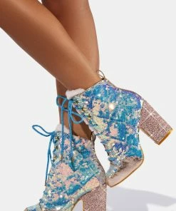 Irregular Choice Blue Pierrette Sequin Ankle Boots Boots & Booties