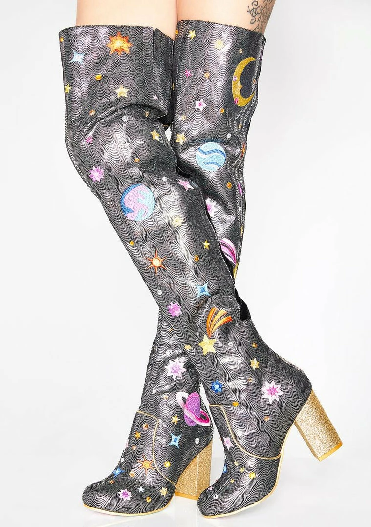 Cheapest 🎁 Irregular Choice Satine Thigh High 🥾 Boots 🥾 Boots & Booties 🌟 3 Irregular Choice Satine Thigh High Boots Boots & Booties