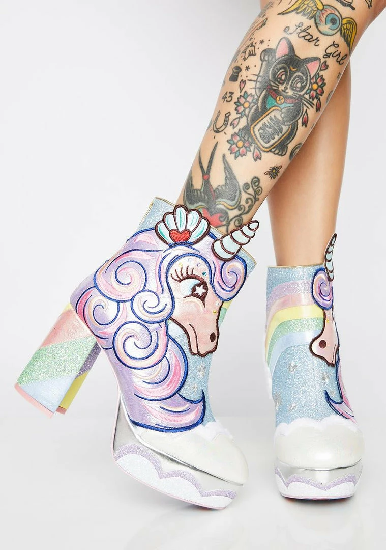 Wholesale 👏 Irregular Choice Daisy Dreams Glitter 🥾 Boots 🧨 2 Irregular Choice Daisy Dreams Glitter Boots
