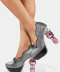 Irregular Choice Black Charming Heart Heels