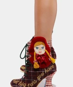 Irregular Choice Little Red Lace Up Boots