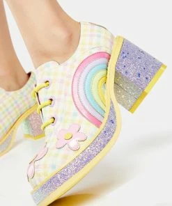 Cheap π Irregular Choice Flats Yellow Rainbows And Love Platform Oxfords 𧨠7 Irregular Choice Flats Yellow Rainbows And Love Platform Oxfords