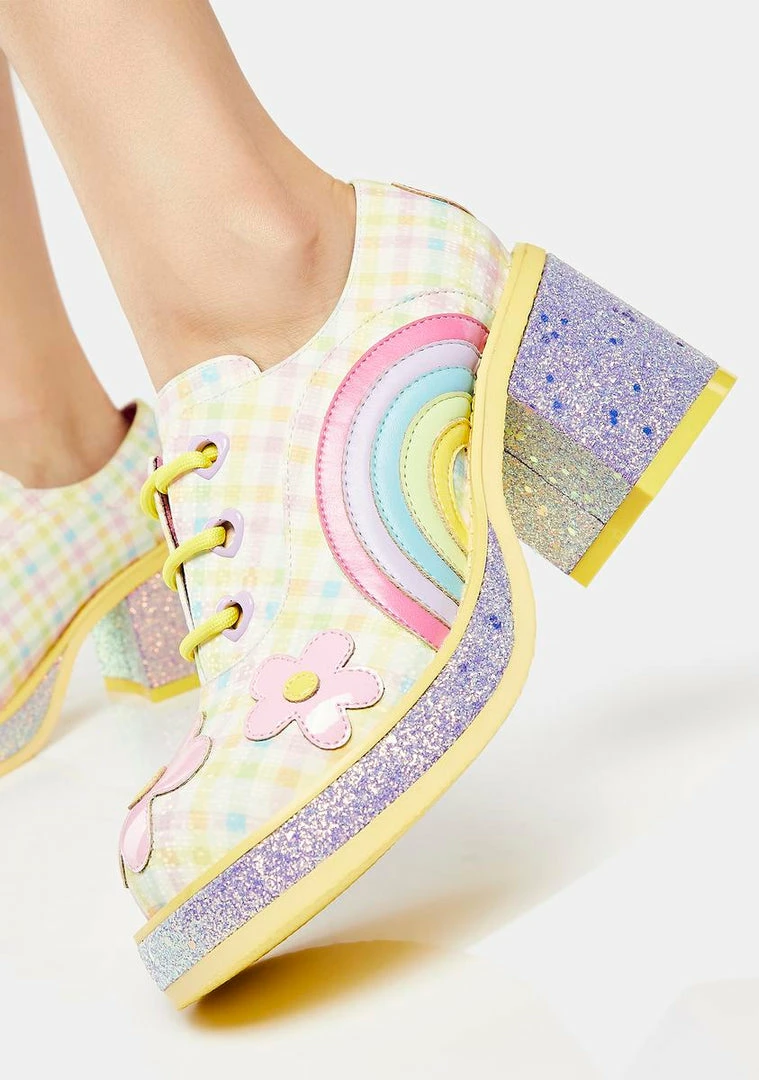Cheap π Irregular Choice Flats Yellow Rainbows And Love Platform Oxfords 𧨠3 Irregular Choice Flats Yellow Rainbows And Love Platform Oxfords