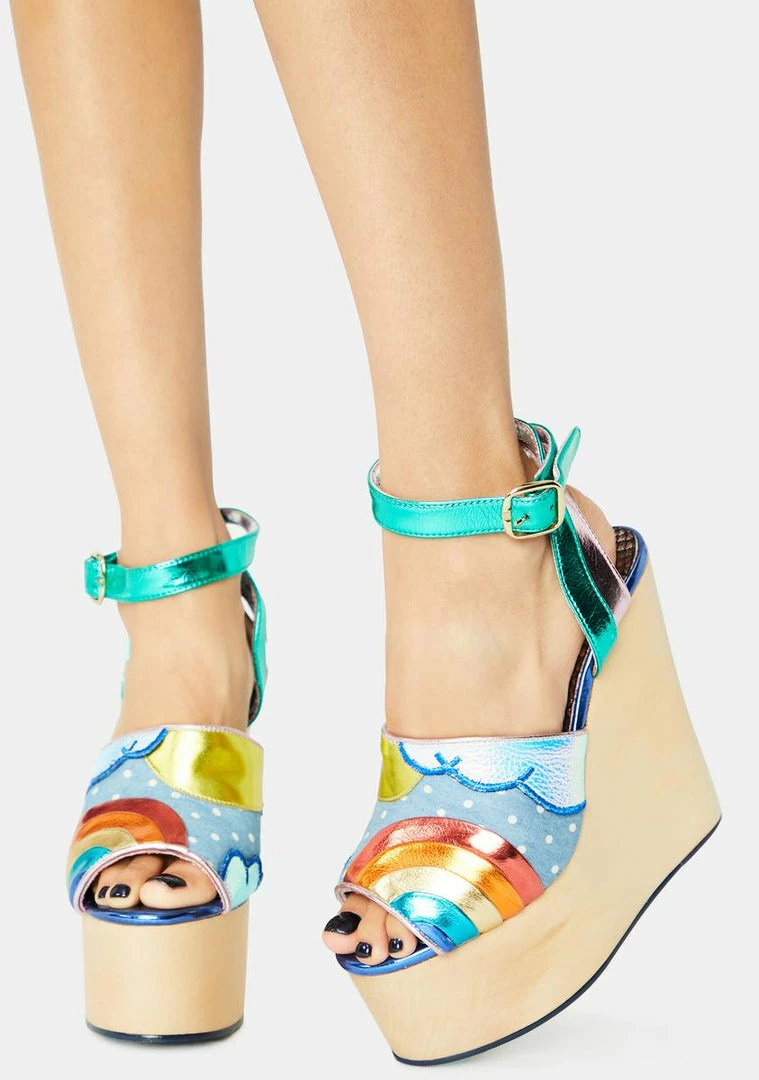 Promo ✔️ Irregular Choice Funshine Wedge Wedges ⭐ 3 Irregular Choice Funshine Wedge Wedges