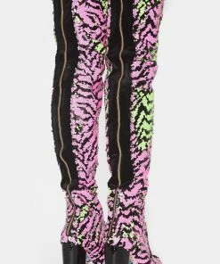 Promo ❤️ Irregular Choice Hot Stuff Sequin Thigh Highs 🥾 Boots 👏 7 Irregular Choice Hot Stuff Sequin Thigh Highs Boots