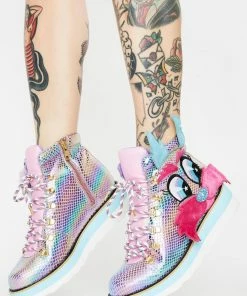 Irregular Choice Kitty Walk Iridescent Sneakers