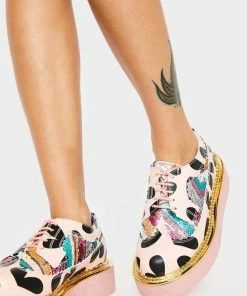 Irregular Choice Pink Stage Skool Platform Sneakers Platforms