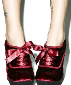 Irregular Choice Glissade Ballerina Wedges In Burgundy