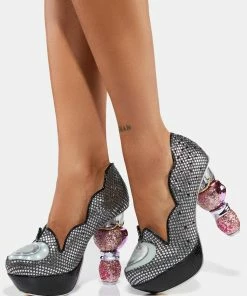 Irregular Choice Black Charming Heart Heels